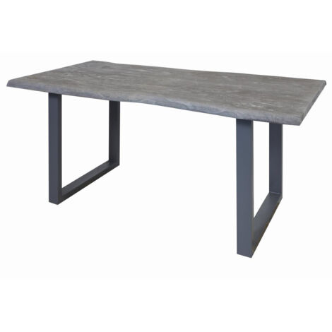 Table de salle à manger contemporaine en acacia massif gris Mayane (1/5)