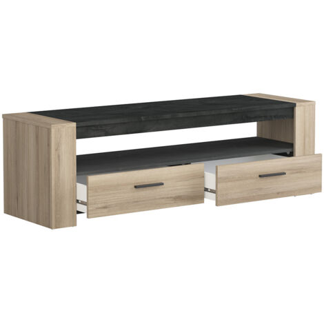 Meuble TV contemporain 152 cm chêne/gris Gena (1/4)