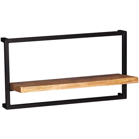 Etagère murale industrielle 65 cm en bois de manguier massif naturel Allister (1/4)