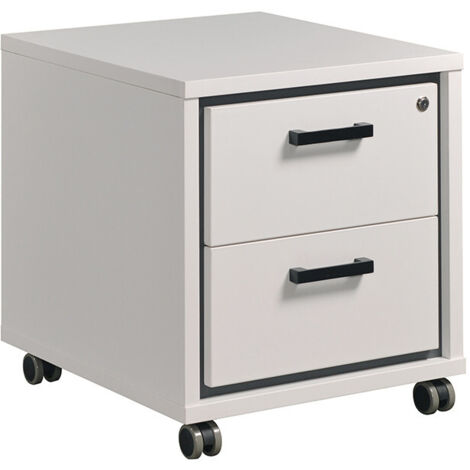 Caisson de bureau contemporain H 50 cm blanc Altesse (1/4)