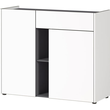 Meuble de rangement moderne blanc/graphite Vahina (1/5)