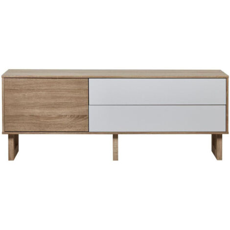 Meuble TV style scandinave chêne/blanc 160 cm Flavie (1/4)