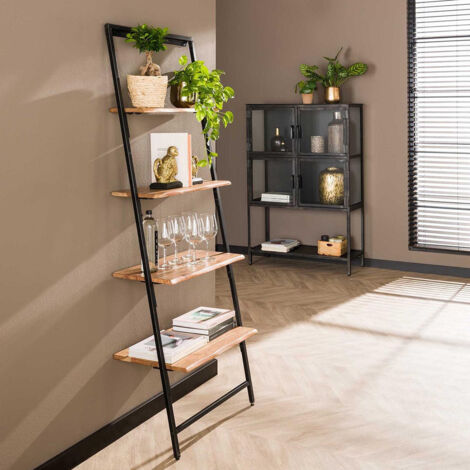 Etagère industrielle en acacia massif naturel Steffie (1/5)