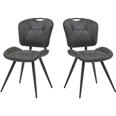 Chaise de salle à manger moderne en tissu gris (lot de 2) Andalousie (1/5)