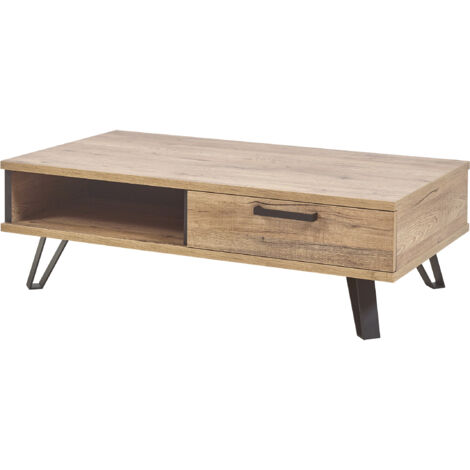 Table basse style industriel chêne/gris Scarlet (1/5)