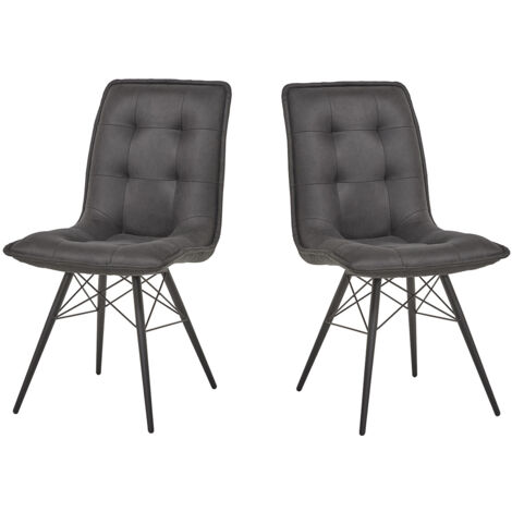 Chaise de salle à manger moderne en tissu anthracite (lot de 2) Armenie (1/5)