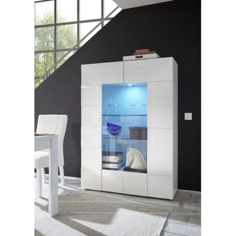 Vitrine moderne laquée blanc brillant Milenor (1/3)