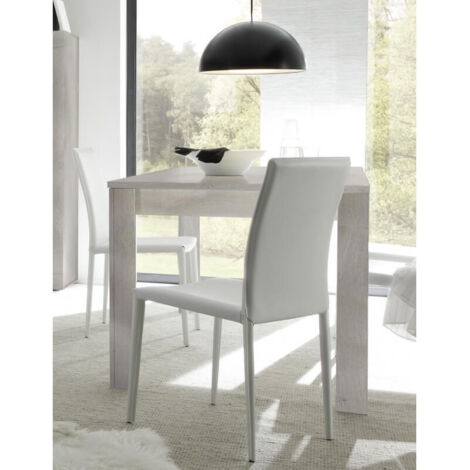 Table de salle à manger contemporaine pin blanc Agathe (1/3)