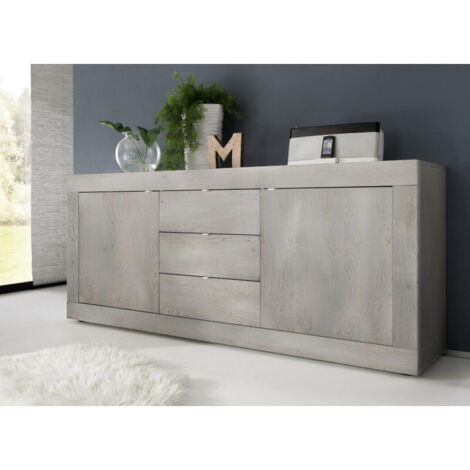 Buffet/bahut contemporain 210 cm pin blanc Agathe (1/4)