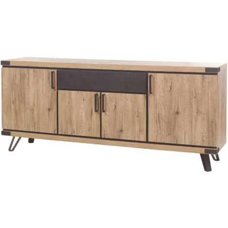 Buffet/bahut style industriel 220 cm chêne/gris Scarlet (1/5)