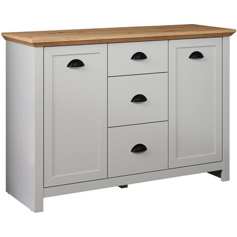 Meuble de rangement style campagne gris clair/chêne Indiana (1/5)