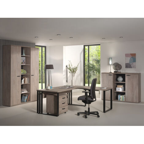 Ensemble de bureau contemporain chêne clair Othello (1/5)