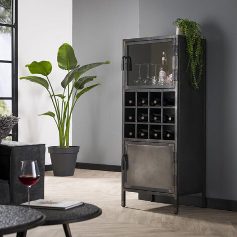 Armoire à vin industrielle en métal noir 2 portes/12 compartiments Clem (1/5)