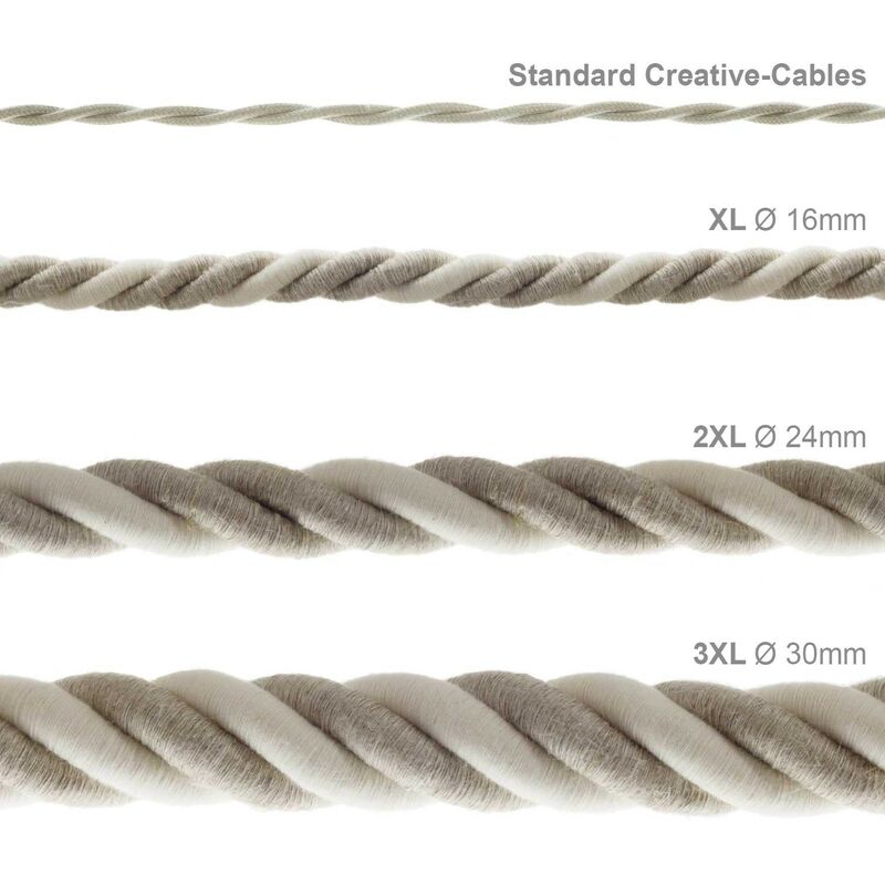 Corde XL, câble électrique 3x0,75. Revêtement en jute brute