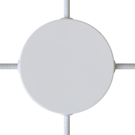 Rosone Cilindrico Metallo Bianco Opaco - 1 Foro Centrale + 2 Laterali Per Lampade - Foto 14