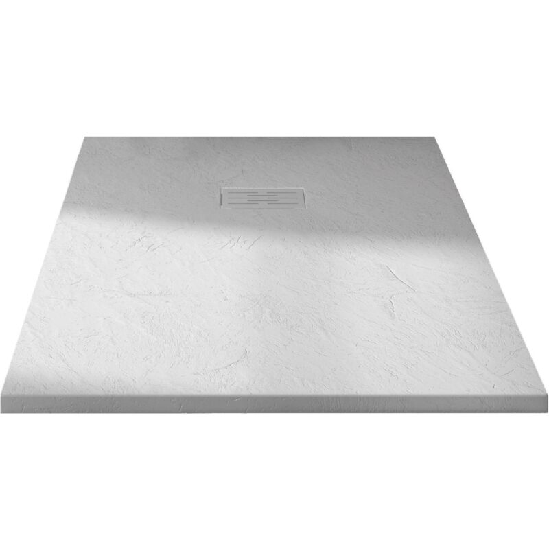 Receveur de douche 160x80 extra plat épaisseur 3 cm KINEROCK Evo anti  dérapant bonde extra plate grand débit inclus aspect minéral gris pierre 