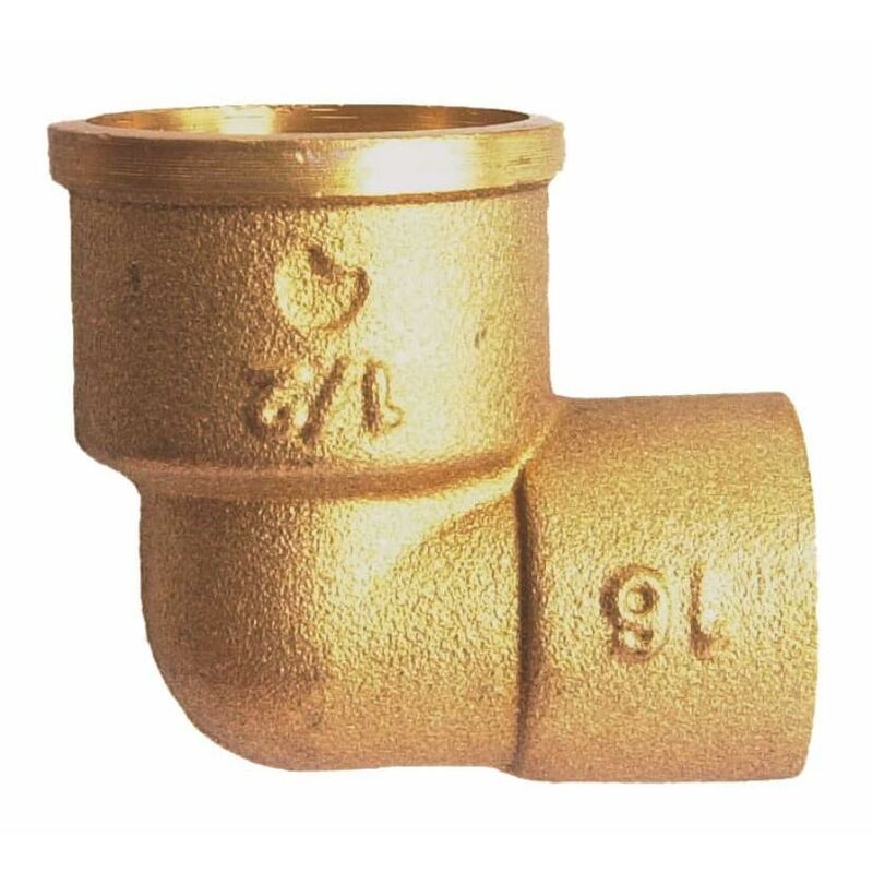 Offre PACK : 10 Coudes applique laiton plomberie femelle diamètre 1/2  (15x21) pour tube cuivre diamètre 15