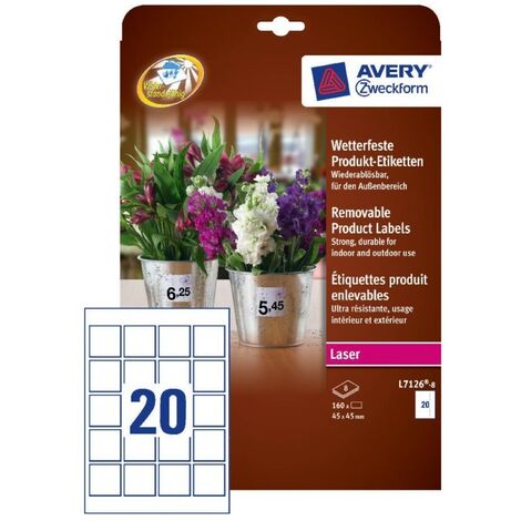 Produkt-Etiketten Wetterfest Weiß 45x45mm 160 Stück (1/5)