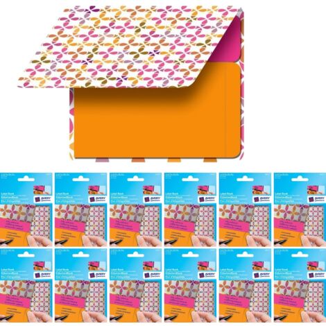 12x Etiketten-Block mit 80x Haftnotizen Orange/Pink (1/2)