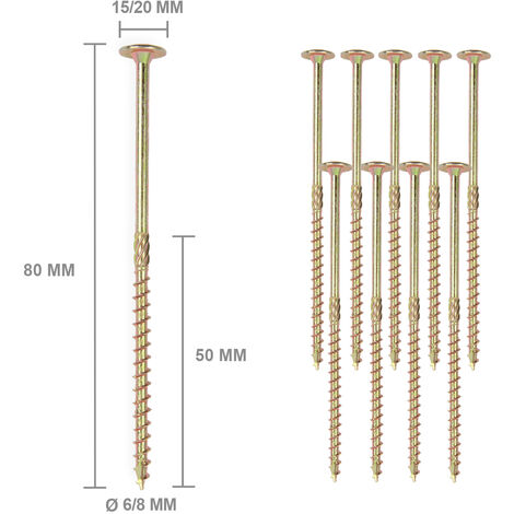 10x Holzbau-Schraube Tellerkopf 8 x 80 mm (1/5)