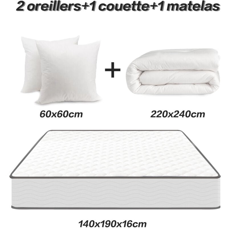 IZTOSS Luxe Pack Matelas Mémoire de Forme 90x190 + 1 Couette 140x200 +  Oreiller 60x60