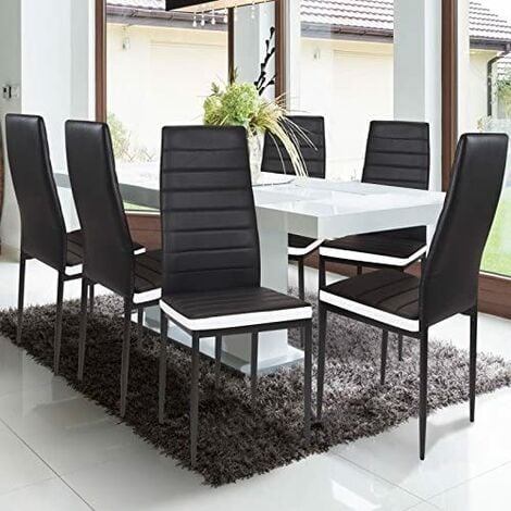 Lot de 6 Chaise Cuisine, Chaise de Salle à Manger, Dossier Haut de la  Cuisine, Chaise de Salle à Manger Confortable et Durable - Blanc (6)