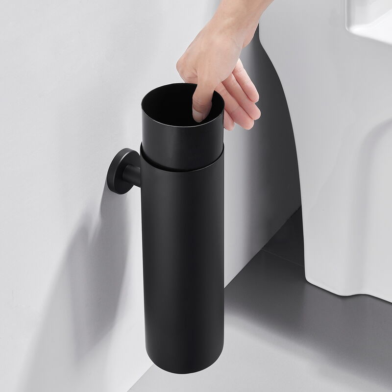 Auralum Noir Brosse de Toilette avec Porte-balai WC Mural pour