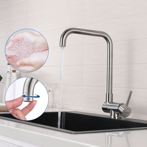 Lonheo Robinet de Cuisine Rabattable Rotatif à 360°, Mitigeur Cuisine à Eau Chaude et Froide Robinetterie en Acier Inox 304 avec barboteur démotable Pour Évier contre Fenêtre