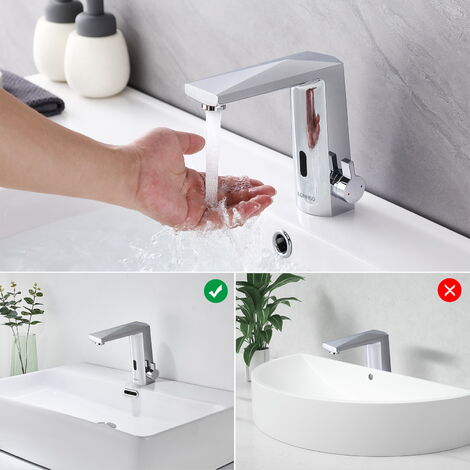 Lonheo Mitigeur Lavabo Infrarouge Intelligent Automatique Chromé  Robinet Robinetterie Mitigeur Eau et Froide pour Lavabo et Vasque Salle de Bain