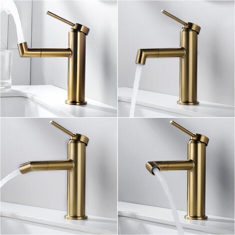 Auralum Rubinetto Lavabo con L'aeratore Forma ad arco grande Rubinetto in  ottone Miscelatore Monocomando per