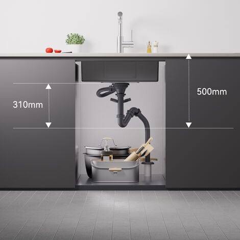 Auralum Évier Cuisine 1 Bac 55x44x19CM Évier Brossé en Acier Inoxydable 304 avec Trop-Plein et Système de Drainage, Évier Montage à Encastrer, à Fleur ou Sous plan