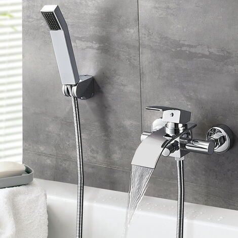 Robinet de baignoire mural, ensemble de douche, robinets de baignoire  chromés, cascade carrée, robinet mitigeur de salle de bains à double  commande ML5034 - AliExpress