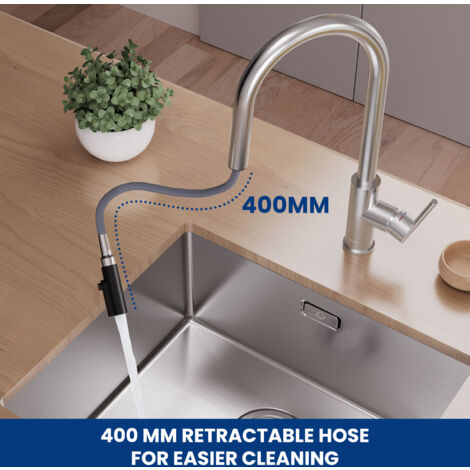 Cecipa Mitigeur Cuisine Avec Douchette Extractible - Robinet de Cuisine  à 2 Modes de Pulvérisat - Mitigeur Evier Avec Barboteur Démotable - Brossé