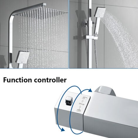 Auralum Élégant Colonne de Douche Thermostatique Ensemble de Douche Hauteur Réglable Système de Douche en Pluie
