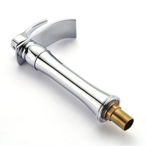 Auralum Unique Robinet de Lavabo Rond avec Haut Bec Mitigeur en Casacade à Bec Allongé pour Salle de Bain