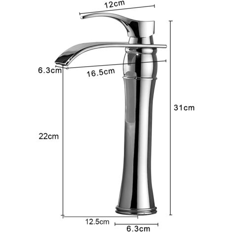 Auralum Unique Robinet de Lavabo Rond avec Haut Bec Mitigeur en Casacade à Bec Allongé pour Salle de Bain