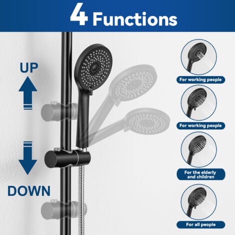 CECIPA Système de douche  Set de douche thermostatique avec douchette 4 fonctions Colonne de Douche Hauteur Réglable Mitigeur Douche thermostatique  Ensemble de Douche Noir