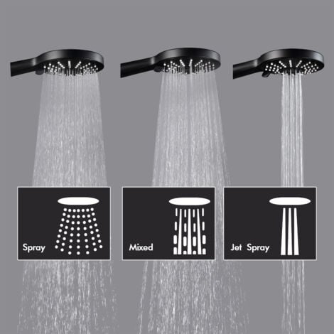 CECIPA Système de douche Robinet de baignoire Noir séparable Colonne de douche cascade douche 2 fonctions douchette douche  douche en acier inoxydable douche pluie