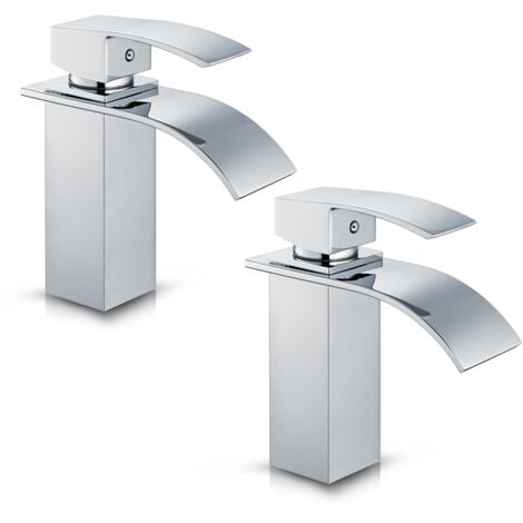 2PCS Cecipa Robinet de Salle de Bain Robinet Cascade Mono-trou Mitigeur sur Lavabo Robinetterie Lave-mains avec Levier Unique en Cuivre
Mélangeur à l'Eau Chaude et Froide
