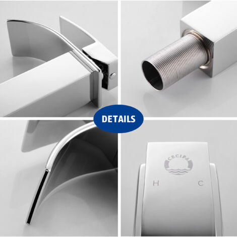 2PCS Cecipa Robinet de Salle de Bain Robinet Cascade Mono-trou Mitigeur sur Lavabo Robinetterie Lave-mains avec Levier Unique en Cuivre
Mélangeur à l'Eau Chaude et Froide