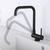 Lonheo Robinet de Cuisine Acier Inox 304 Rabattable Pivotant à 360°, Mitigeur Cuisine Pliable Contre Fenêtre, Robinet Mitigeur Evier Acier Inox à Eau Chaude et Froide pour Cuisine Noir