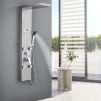 Auralum KIT Panneau Colonne de Douche avec Douchette Hydromassante Inox avec Buses Massants Jets de Massage Panneau Écran Affichage LCD