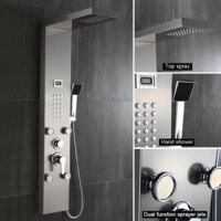 KIT Panneau Colonne de Douche avec Douchette Hydromassante Inox avec Buses Massants Jets de Massage Panneau Ecran Affichage LCD