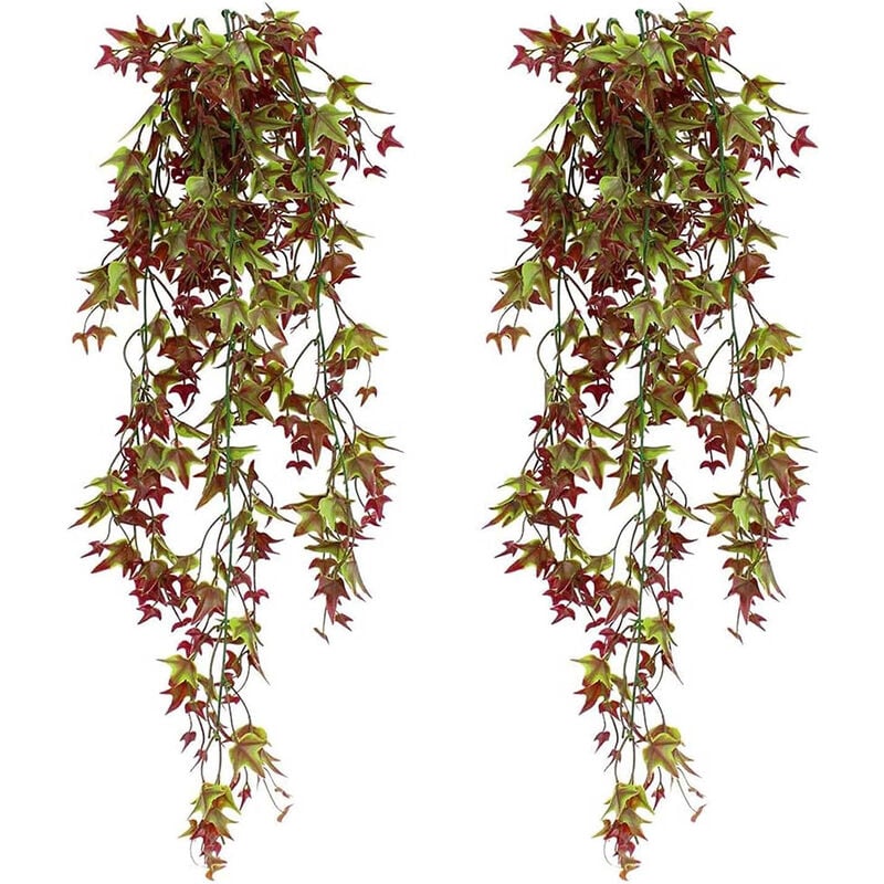 Dripex 2 pièces de plante de rotin de patate douce simulée, vigne de feuille  d'érable rouge, tenture murale en rotin, fausse fleur, plante araignée,  décoration murale à suspendre
