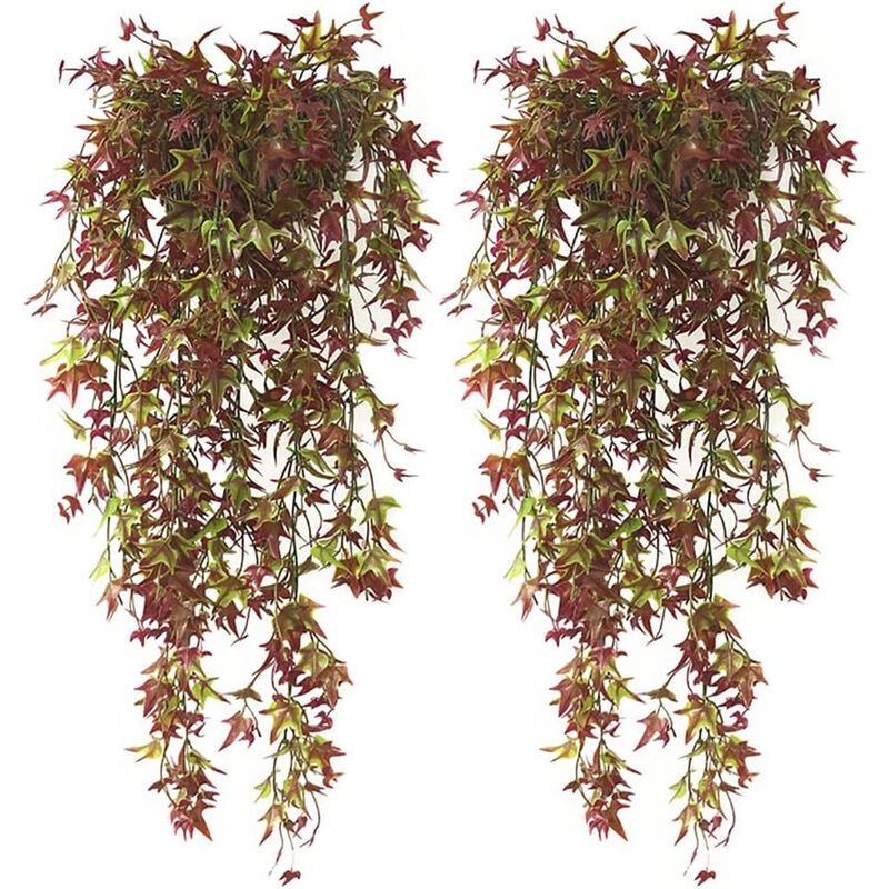 Dripex 2 pièces de plante de rotin de patate douce simulée, vigne de feuille  d'érable rouge, tenture murale en rotin, fausse fleur, plante araignée,  décoration murale à suspendre