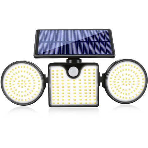 Projecteur solaire 3 têtes 178 LED détecteur de mouvement IDMarket