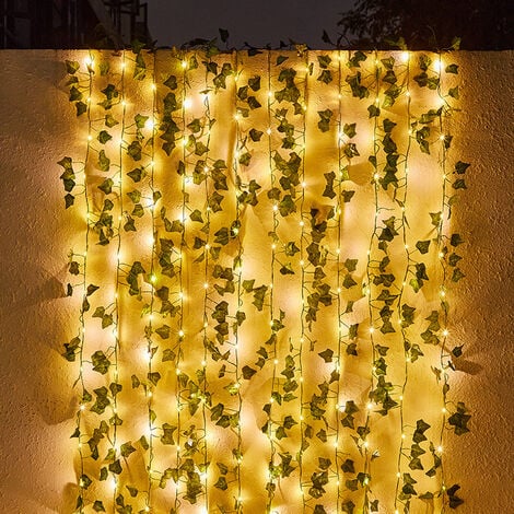 Dripex Feuille d'érable rotin lumière LED jardin extérieur lumière  décorative feuille verte rotin décoratif lumière