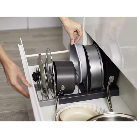Organisateur de couvercle de casserole polyvalent et support de planche à  découper - Étagère de cuisine, rangement de drain de comptoir