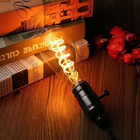Set mit 3 LED-Glühbirnen ST64 E27, 4 W, flexibel, spiralförmig gebogen, dekorativ, Antik-Warmweiß 2200 K, entspricht 40 W