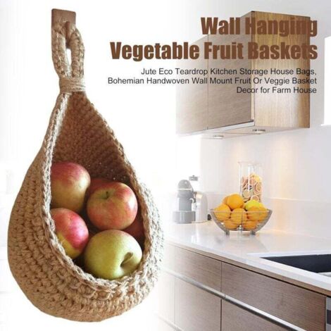 Paniers à Fruits Muraux En Jute - Tissés Main Pour Cuisine Ou Déco Style Bohème